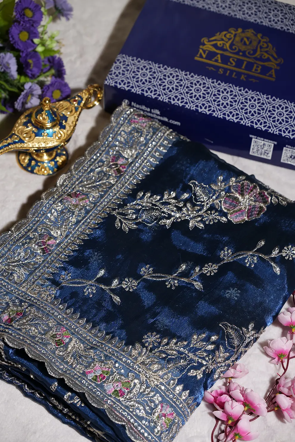 Teal Blue jemi Chu Georgette party Saree